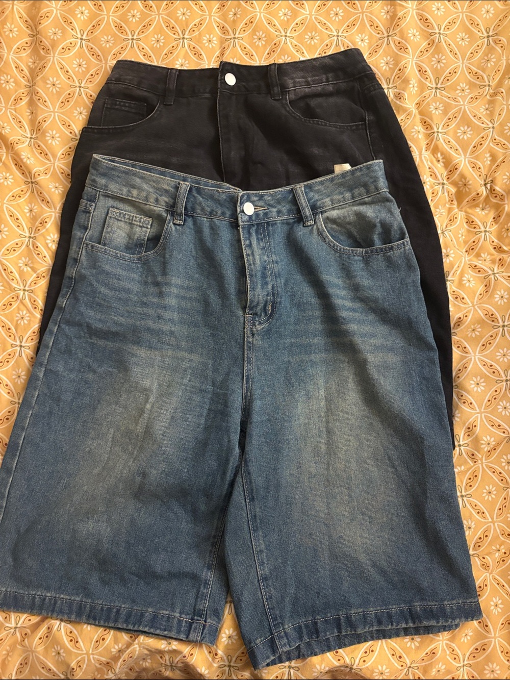 Women’s Casual Denim and Black Shorts - Classic Blue & Black (Jorts)